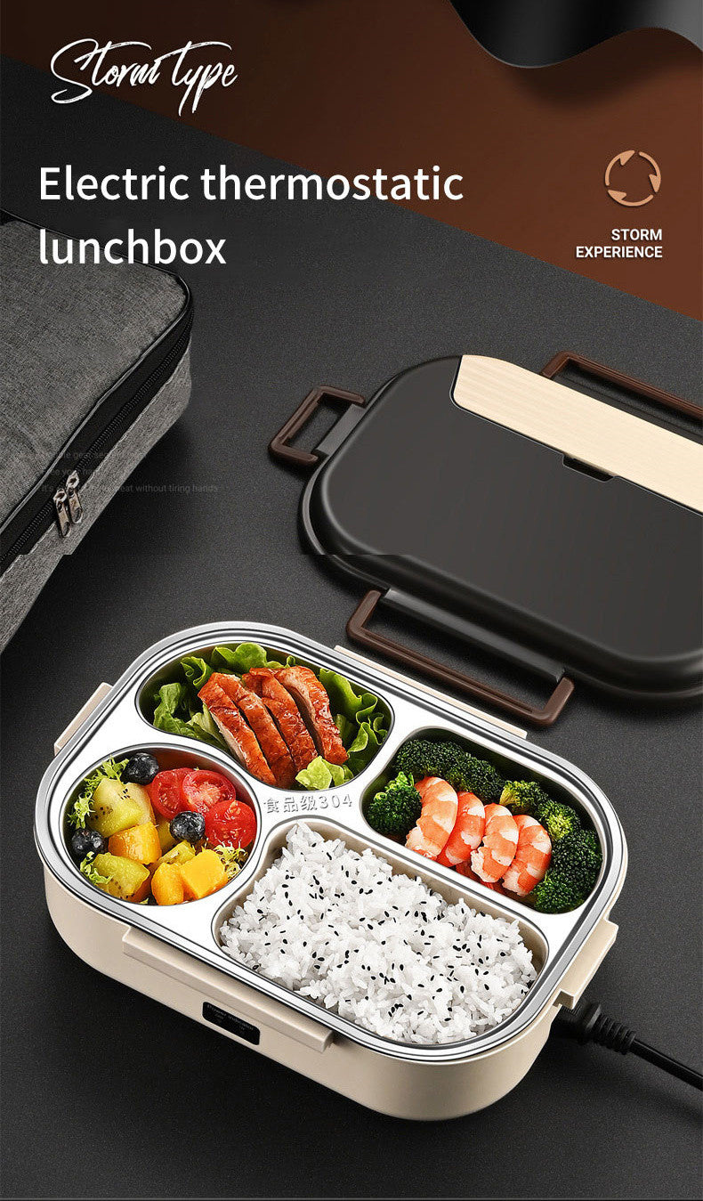 Electric Heated Lunch Boxes Stainless Steel Food Insulation Bento Lunch Box Home Portable Keep Warm Lunch Box with Storage Bag