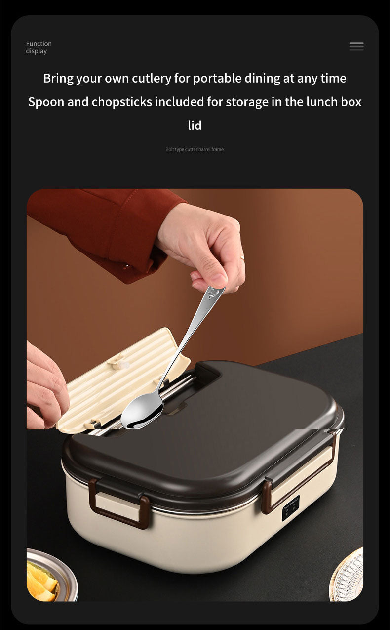 Electric Heated Lunch Boxes Stainless Steel Food Insulation Bento Lunch Box Home Portable Keep Warm Lunch Box with Storage Bag