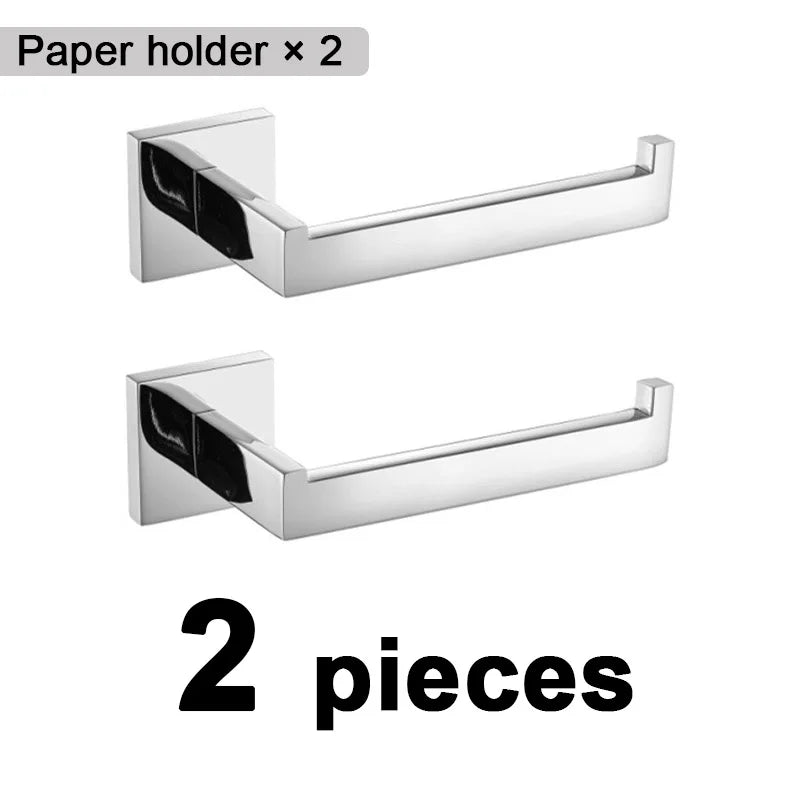 Stainless Steel Bathroom Hardware Mirror Chrome Polished Towel Rack Toilet Paper Holder Towel Bar Hook Bathroom Accessories