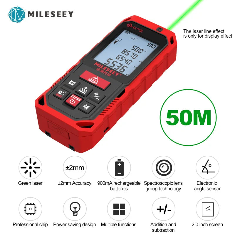 Mileseey Mini Rangefinder Digital laser distance Meter laser Tape measure Diastimeter  tool 100M/80M/60M-40M Laser Rangefinder