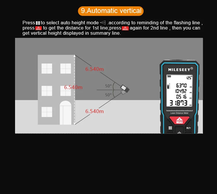 Mileseey Professional Laser Trena Rangefinder X5/X6 40M 60M 80M 100M Rechargeable Digital Precision Distance Meter Tape Measure