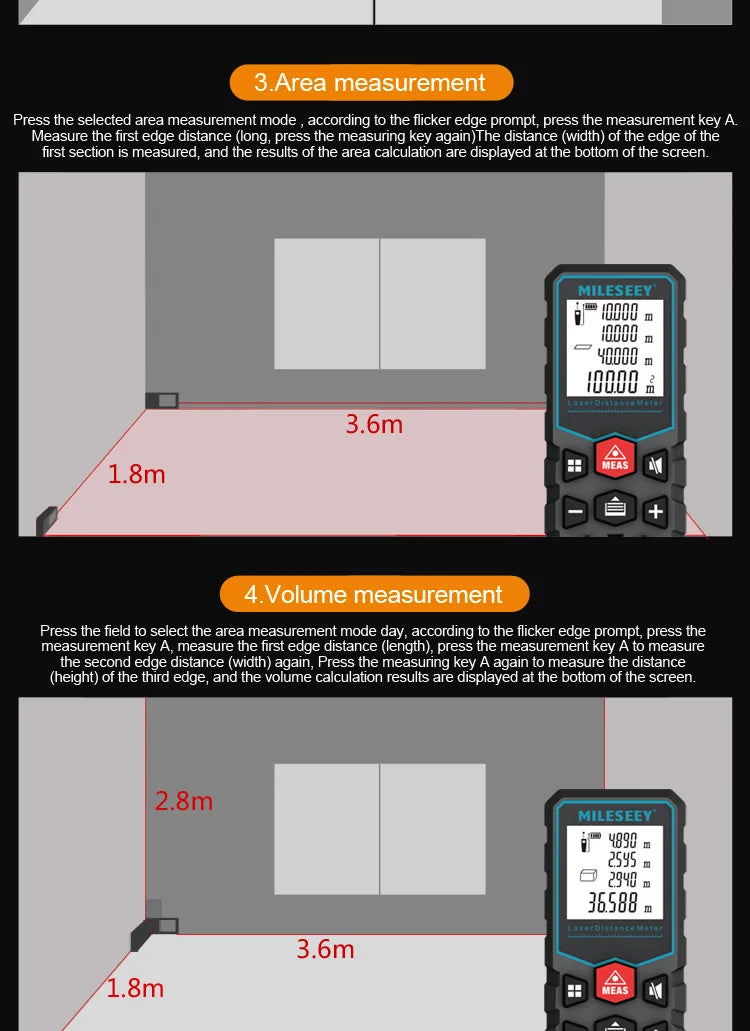 Mileseey MINI Laser Distance Meter X5 X6 Rangefinder Finder Handheld Trenas Measure Accurate Angle Calculate For Construction