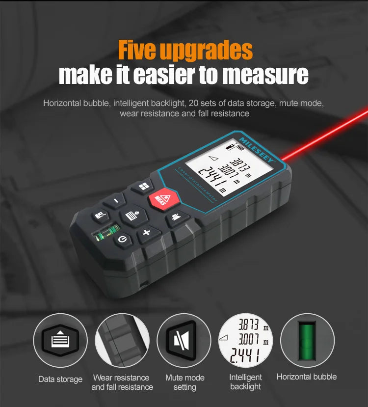 Mileseey MINI Laser Distance Meter X5 X6 Rangefinder Finder Handheld Trenas Measure Accurate Angle Calculate For Construction