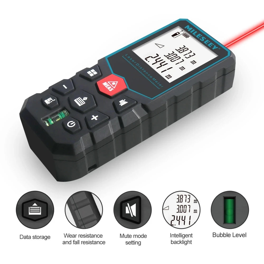 Mileseey Professional Laser Trena Rangefinder X5/X6 40M 60M 80M 100M Rechargeable Digital Precision Distance Meter Tape Measure