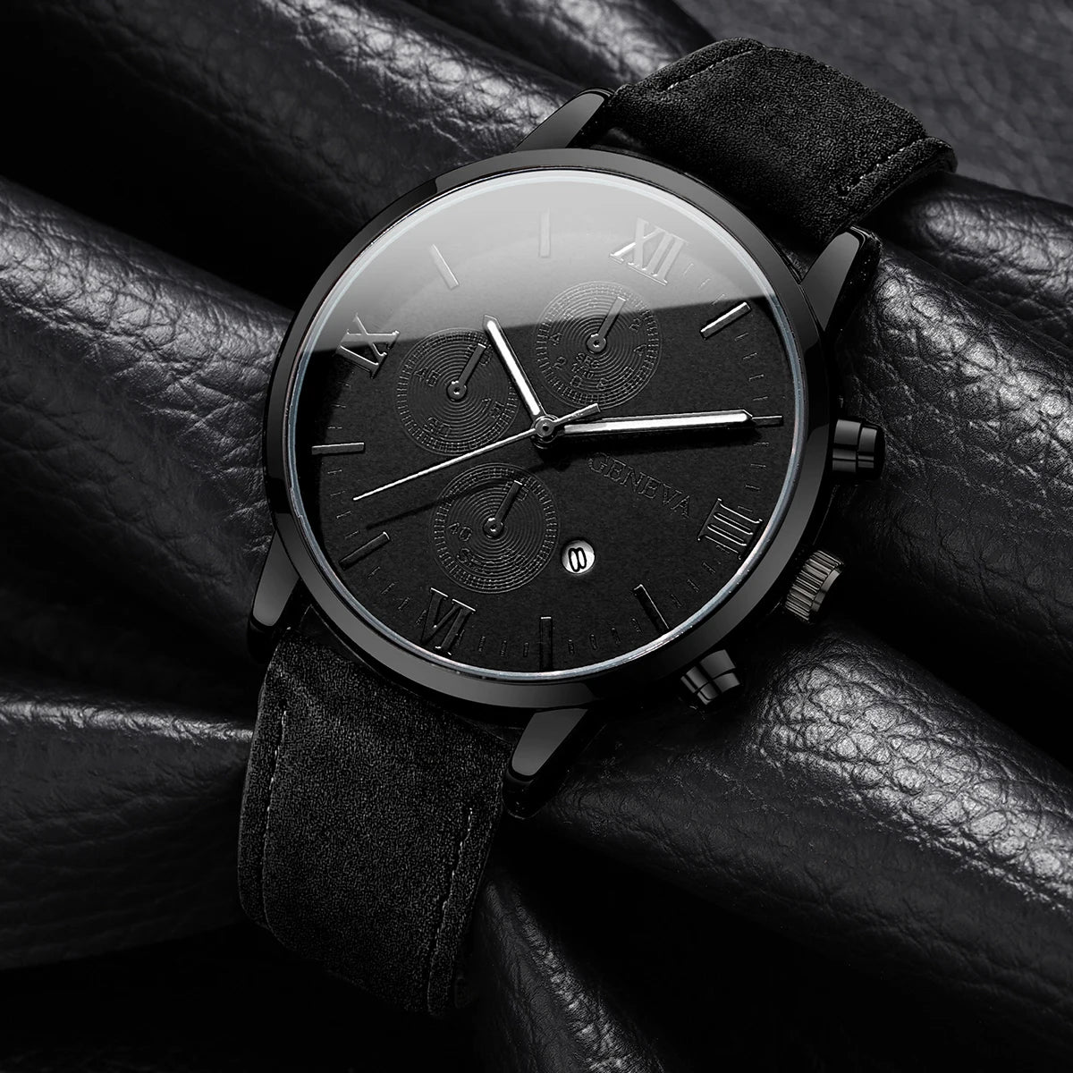 1/2PCs Men's Casual Calendar Watch Fashionable Men's Temperament Leather  Quartz Watch Unisex Watch Set(Box Not Included)