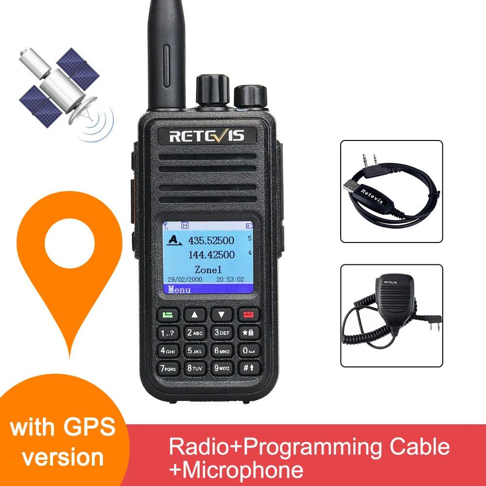 Retevis RT3S Walkie Talkie DMR Radio Long Range Walkie Talkies Camping Ham Radio UHF VHF GPS AES256 Encryption Digital Portable
