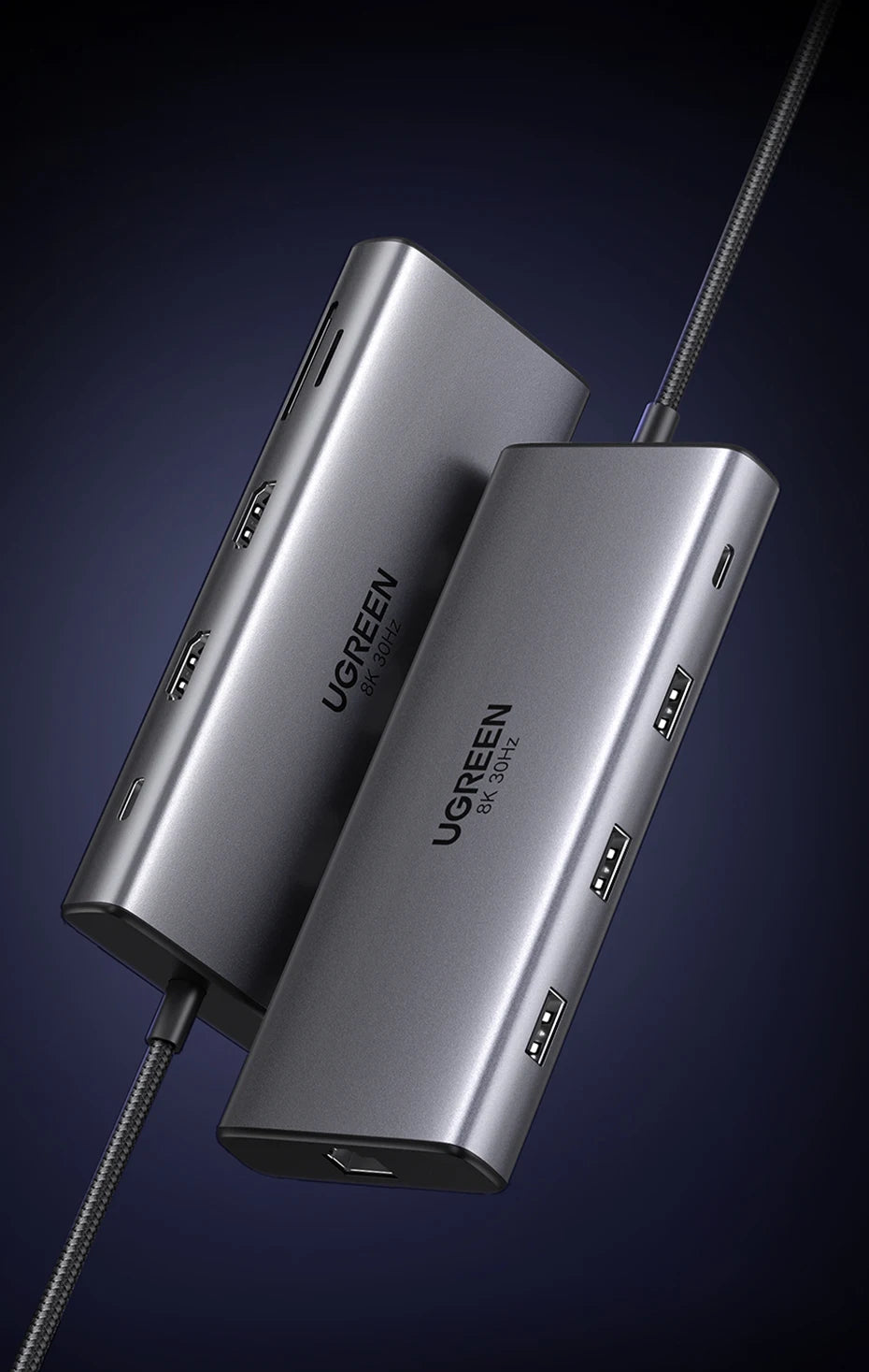 UGREEN Dual HDMI USB-C HUB 8K 4K HDMI Adapter 10 in 1 Splitter with RJ45 USB3.0 PD 100W Dock for MacBook Pro Air Laptop USB HUB