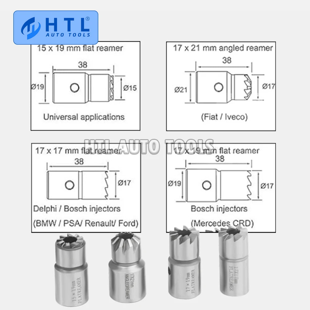 5PC Diesel Injector Seat Cutter Remover Removal Tool Kit For Delphi Bosch BMW Merc CRD PSA Ford Fiat Peugeot Cutter Cleaner tool