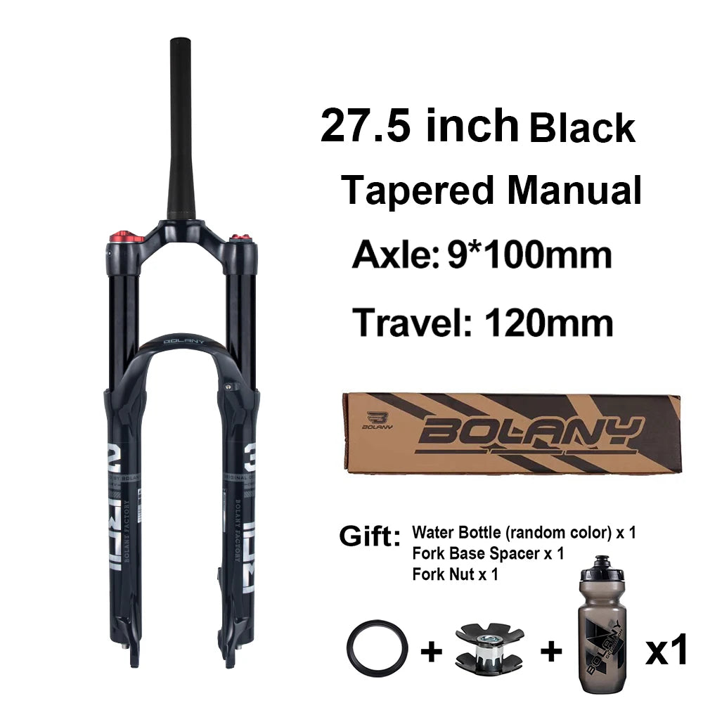 BOLANY Mountain Bike Air Supension 26/27.5/29Inch 120mm Air And Oil Remote Bicycle Fork 29 Quick Release MTB Bicycle Accessories