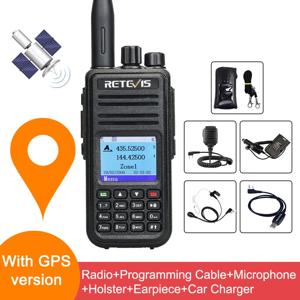 Retevis RT3S Walkie Talkie DMR Radio Long Range Walkie Talkies Camping Ham Radio UHF VHF GPS AES256 Encryption Digital Portable