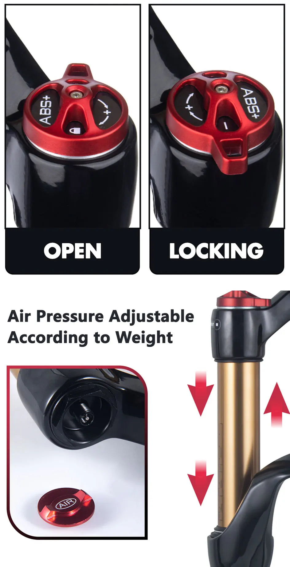 BOLANY Mountain Bike Air Supension 26/27.5/29Inch 120mm Air And Oil Remote Bicycle Fork 29 Quick Release MTB Bicycle Accessories