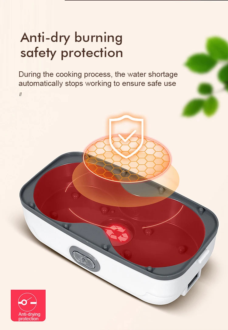Multifunctional Electric Lunch Box Food Heater, Portable Leakproof Food Warmer Heater for Travel, Car and Home with 2 Layers