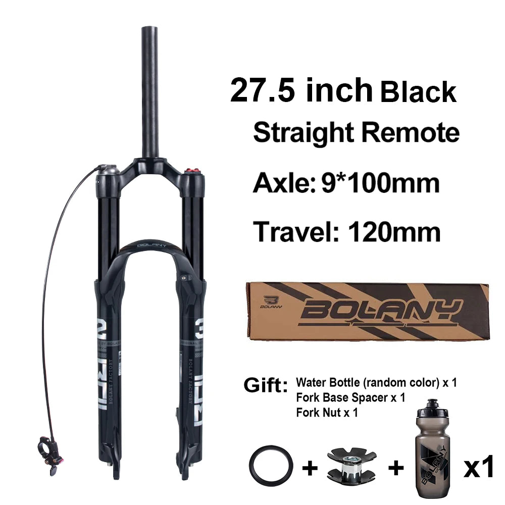 BOLANY Mountain Bike Air Supension 26/27.5/29Inch 120mm Air And Oil Remote Bicycle Fork 29 Quick Release MTB Bicycle Accessories
