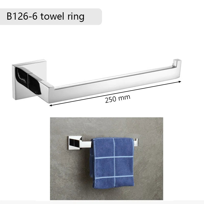 Stainless Steel Bathroom Hardware Mirror Chrome Polished Towel Rack Toilet Paper Holder Towel Bar Hook Bathroom Accessories