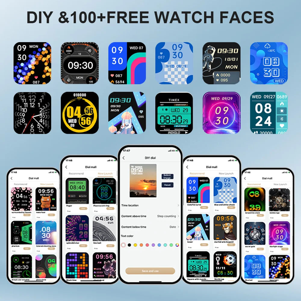 LAXASFIT H9 and H6 Smartwatch Dial to Answer Calls Calorie Tracking Heart Rate Blood Oxygen Monitoring Bluetooth Smart Watch