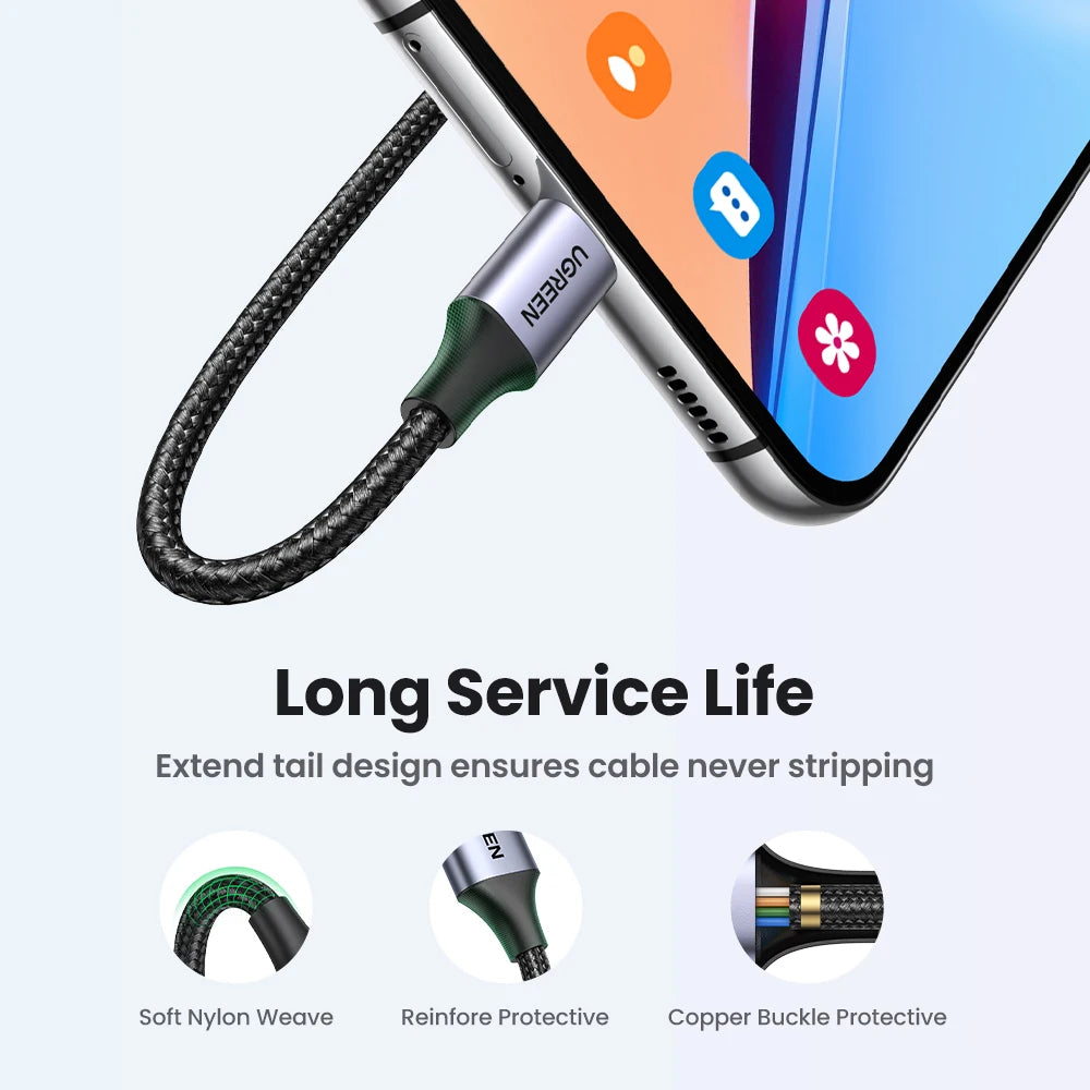 UGREEN 3A USB Type C Cable For Xiaomi Samsung S25 S24 Fast Charging USB Charging Data Cable 18W For iPhone 17 16 iPad Poco USB C