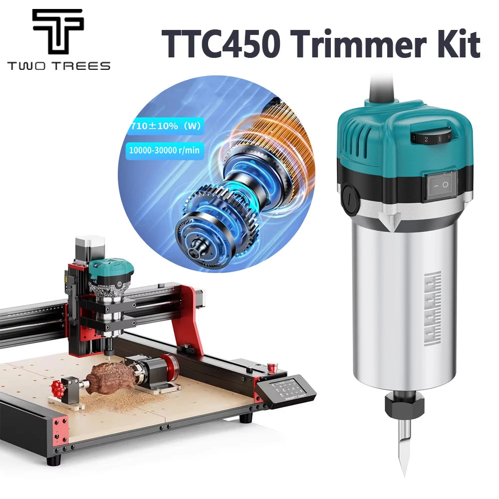 TWOTREES 800W Wood Trimmer Router Spindle For TTC450 Engraver Wood Router Compact Router Tool With Case TTC 450 Trimmer Kit