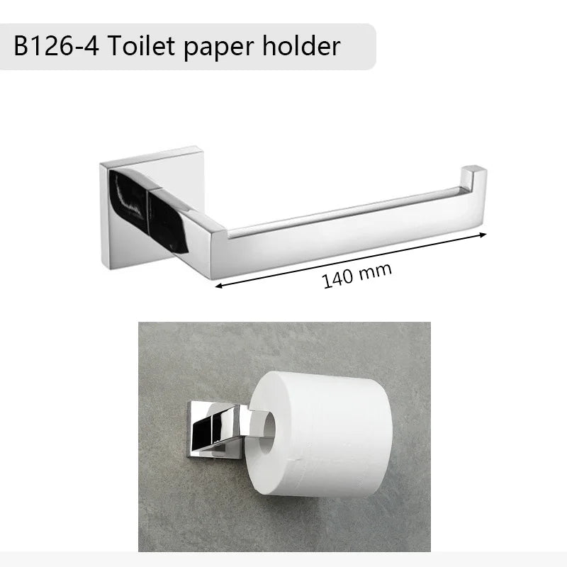 Stainless Steel Bathroom Hardware Mirror Chrome Polished Towel Rack Toilet Paper Holder Towel Bar Hook Bathroom Accessories