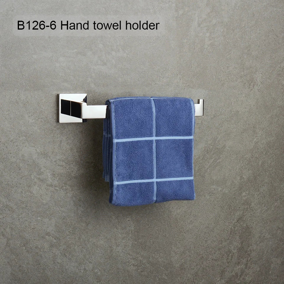 Stainless Steel Bathroom Hardware Mirror Chrome Polished Towel Rack Toilet Paper Holder Towel Bar Hook Bathroom Accessories