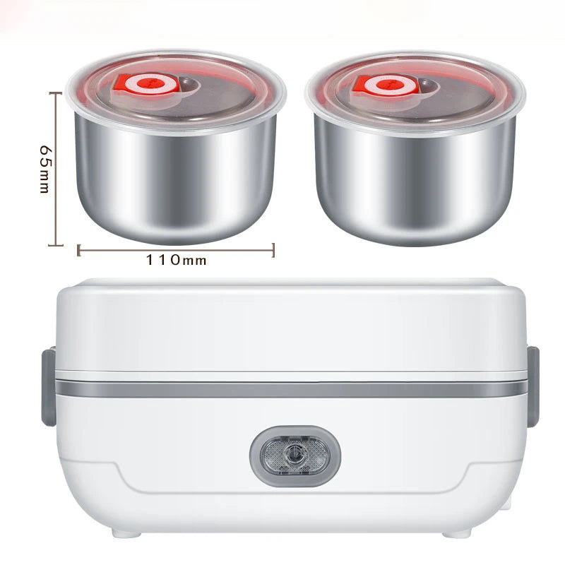 Multifunctional Electric Lunch Box Food Heater, Portable Leakproof Food Warmer Heater for Travel, Car and Home with 2 Layers