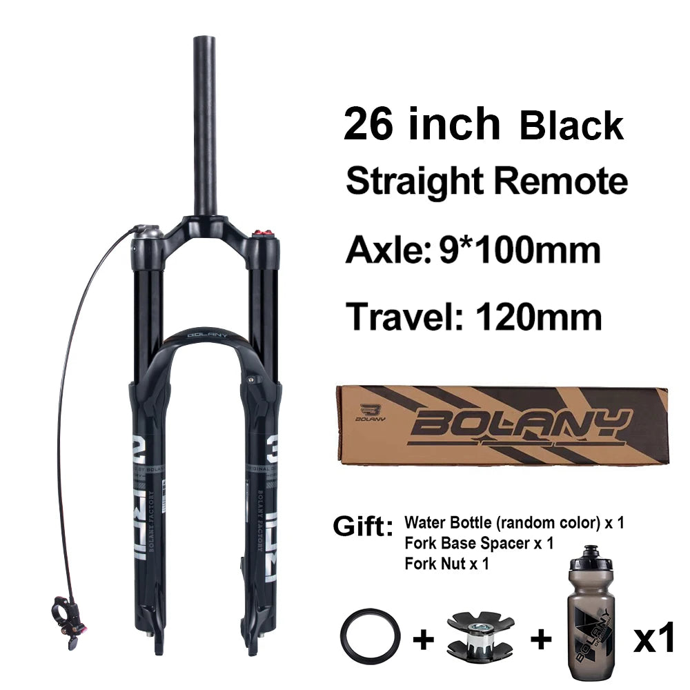 BOLANY Mountain Bike Air Supension 26/27.5/29Inch 120mm Air And Oil Remote Bicycle Fork 29 Quick Release MTB Bicycle Accessories