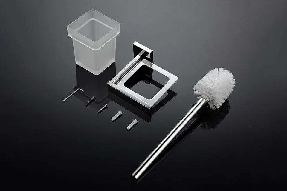 Stainless Steel Bathroom Hardware Mirror Chrome Polished Towel Rack Toilet Paper Holder Towel Bar Hook Bathroom Accessories