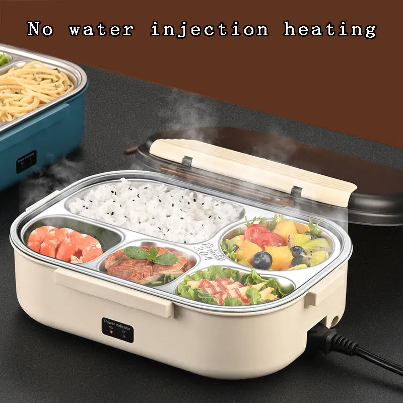 Electric Heated Lunch Boxes Stainless Steel Food Insulation Bento Lunch Box Home Portable Keep Warm Lunch Box with Storage Bag