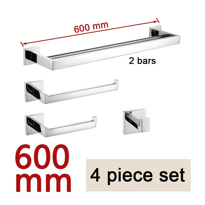 Stainless Steel Bathroom Hardware Mirror Chrome Polished Towel Rack Toilet Paper Holder Towel Bar Hook Bathroom Accessories