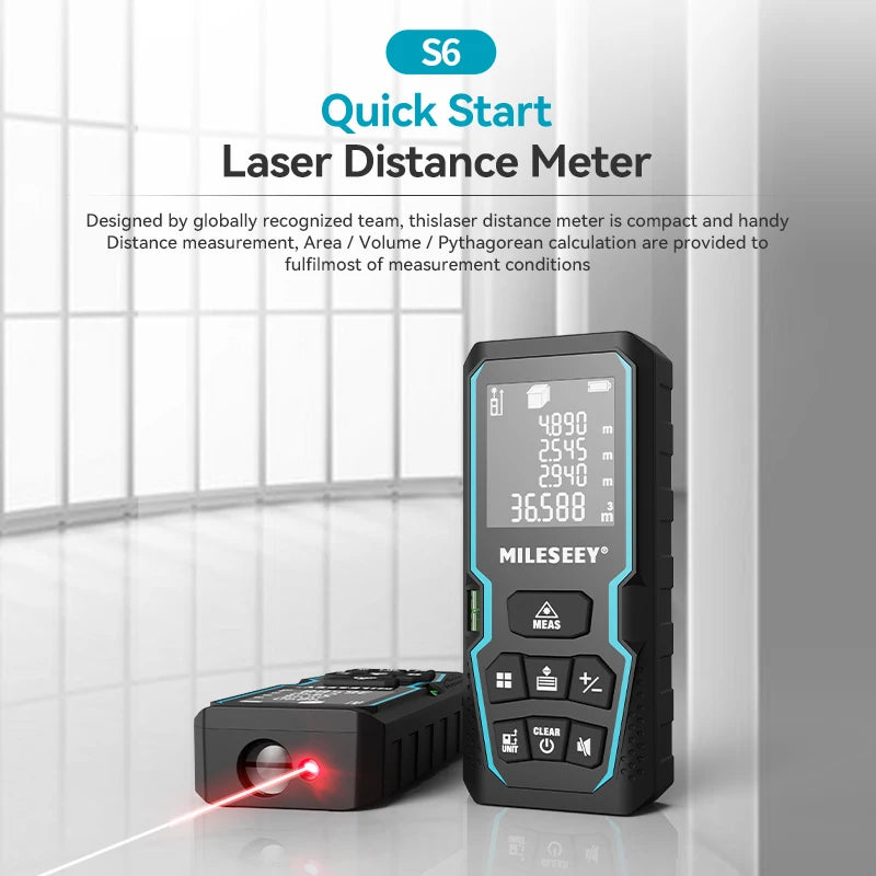 Mileseey Professional Laser Trena Rangefinder X5/X6 40M 60M 80M 100M Rechargeable Digital Precision Distance Meter Tape Measure