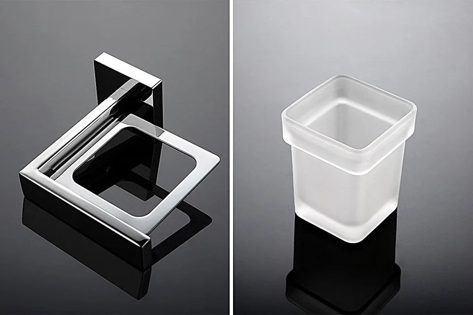 Stainless Steel Bathroom Hardware Mirror Chrome Polished Towel Rack Toilet Paper Holder Towel Bar Hook Bathroom Accessories