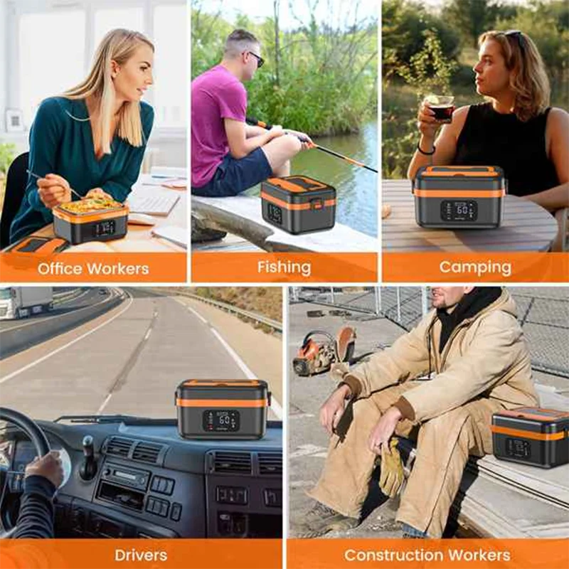 A74G-Cordless Electric Lunch Box,Rechargeable Self-Heating Food Warmer With 8000Mah Battery,For Work/Travel/Car/Office