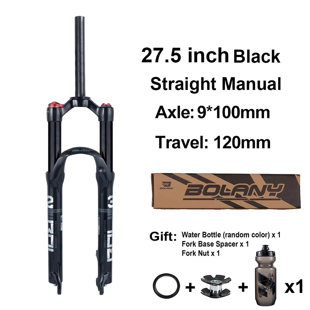 BOLANY Mountain Bike Air Supension 26/27.5/29Inch 120mm Air And Oil Remote Bicycle Fork 29 Quick Release MTB Bicycle Accessories