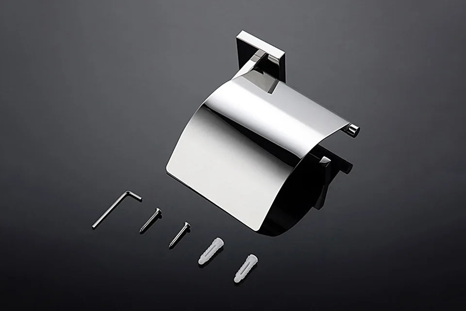 Stainless Steel Bathroom Hardware Mirror Chrome Polished Towel Rack Toilet Paper Holder Towel Bar Hook Bathroom Accessories