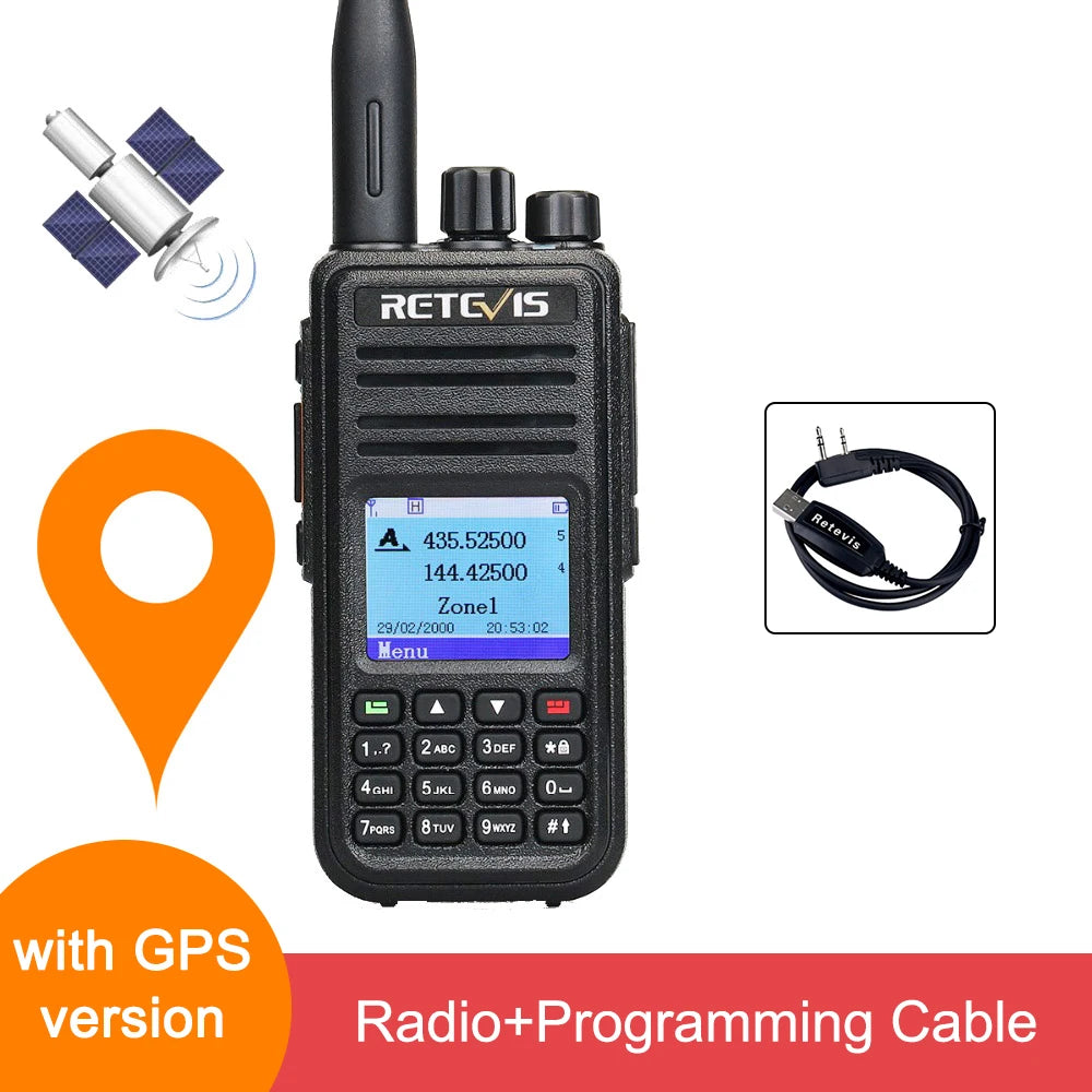 Retevis RT3S Walkie Talkie DMR Radio Long Range Walkie Talkies Camping Ham Radio UHF VHF GPS AES256 Encryption Digital Portable