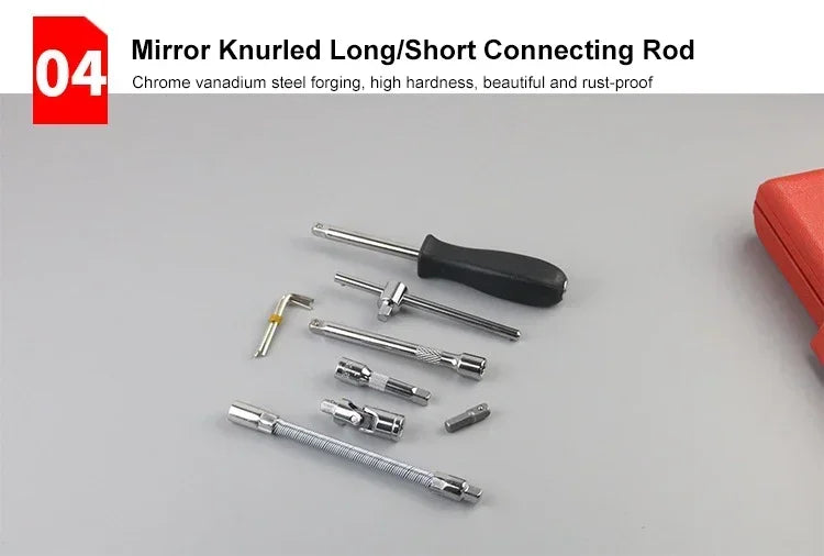 Motorcycle Toolbox Set Fast Ratchet Wrench 150/46pcs Socket Group Bit Industrial-grade Toolbox Auto Repair Tools Car Maintenance