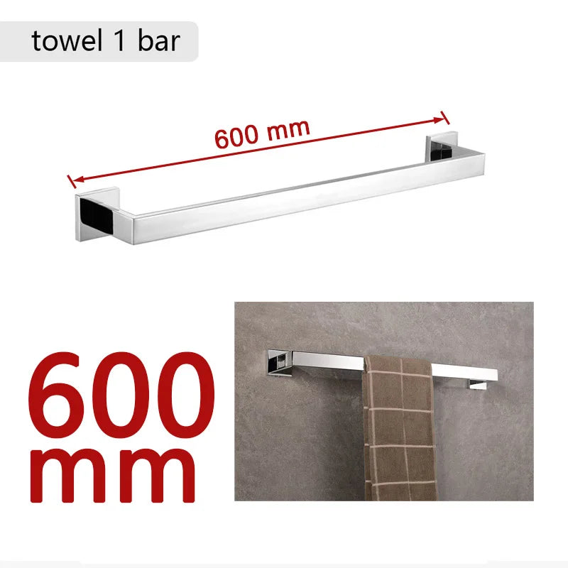 Stainless Steel Bathroom Hardware Mirror Chrome Polished Towel Rack Toilet Paper Holder Towel Bar Hook Bathroom Accessories