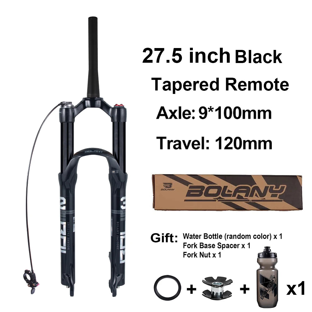BOLANY Mountain Bike Air Supension 26/27.5/29Inch 120mm Air And Oil Remote Bicycle Fork 29 Quick Release MTB Bicycle Accessories