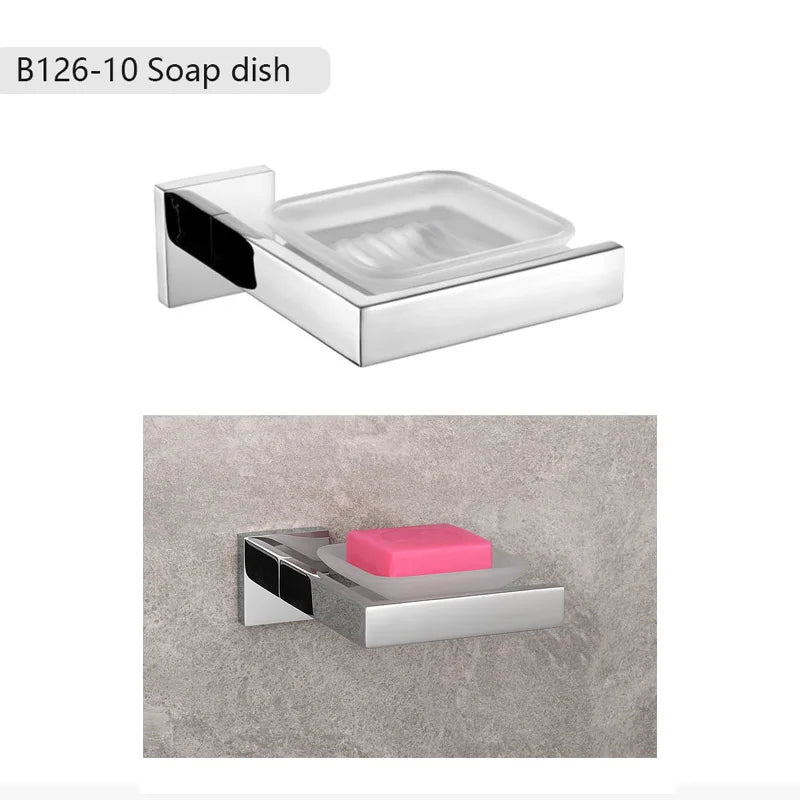 Stainless Steel Bathroom Hardware Mirror Chrome Polished Towel Rack Toilet Paper Holder Towel Bar Hook Bathroom Accessories