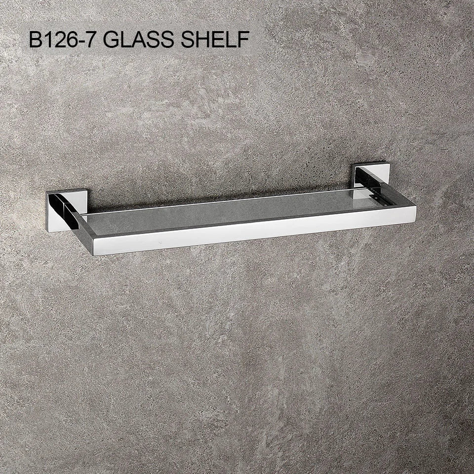Stainless Steel Bathroom Hardware Mirror Chrome Polished Towel Rack Toilet Paper Holder Towel Bar Hook Bathroom Accessories