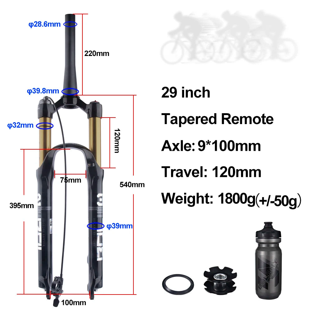 BOLANY Mountain Bike Air Supension 26/27.5/29Inch 120mm Air And Oil Remote Bicycle Fork 29 Quick Release MTB Bicycle Accessories