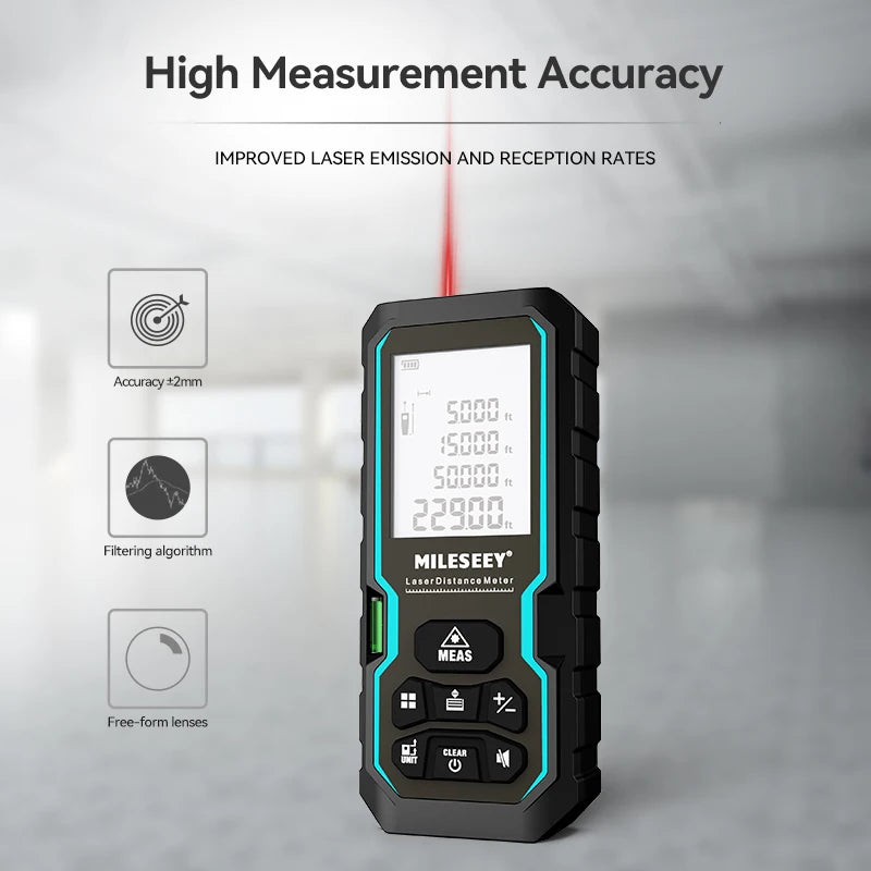 Mileseey Professional Laser Trena Rangefinder X5/X6 40M 60M 80M 100M Rechargeable Digital Precision Distance Meter Tape Measure