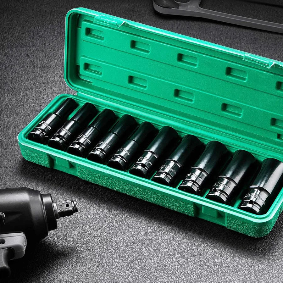 1/2Inch Drive 6-Point Impact Socket Set 10-20 pcs/set 8-32mm Metric Sizes Carbon Steel Impact Socket Set with Hard Storage Box