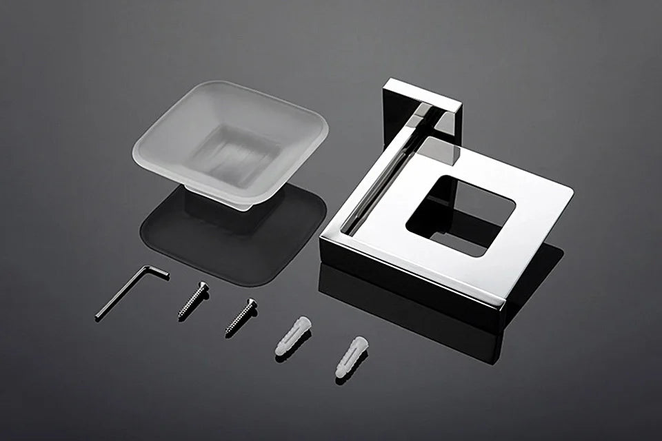 Stainless Steel Bathroom Hardware Mirror Chrome Polished Towel Rack Toilet Paper Holder Towel Bar Hook Bathroom Accessories