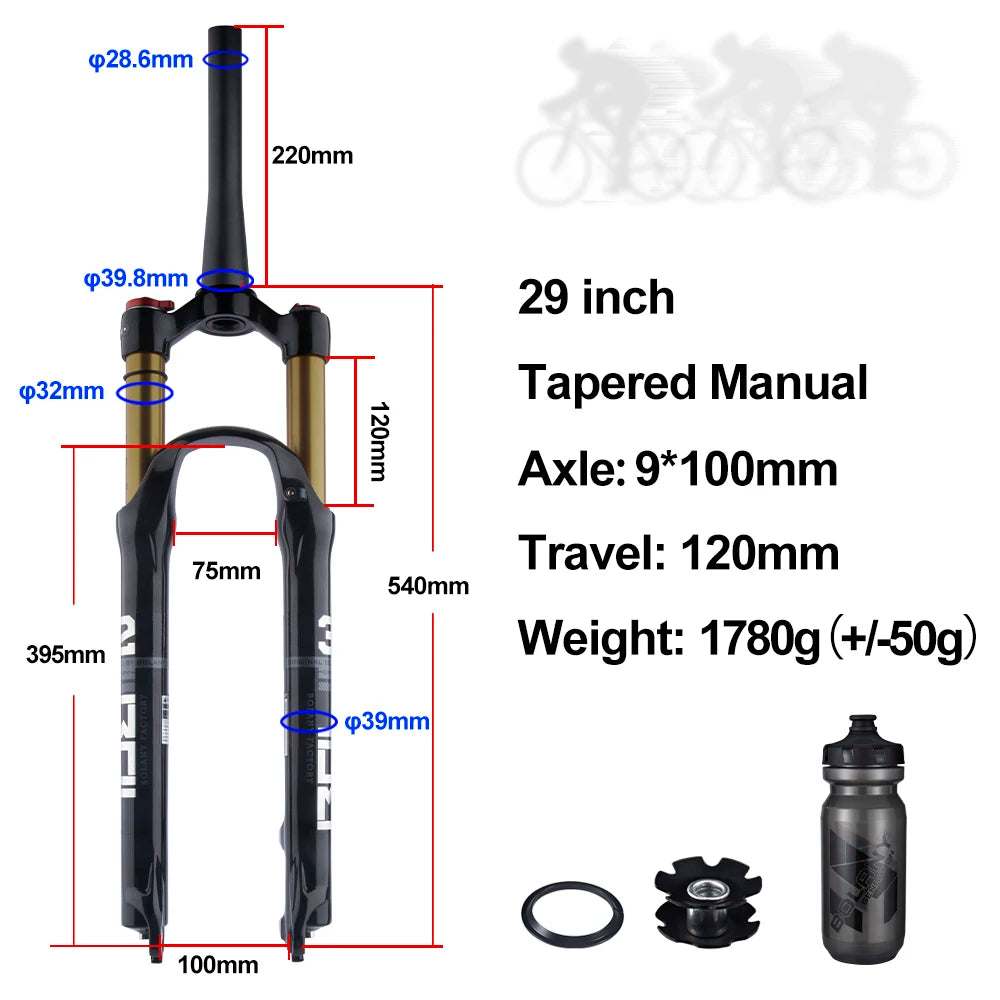 BOLANY Mountain Bike Air Supension 26/27.5/29Inch 120mm Air And Oil Remote Bicycle Fork 29 Quick Release MTB Bicycle Accessories