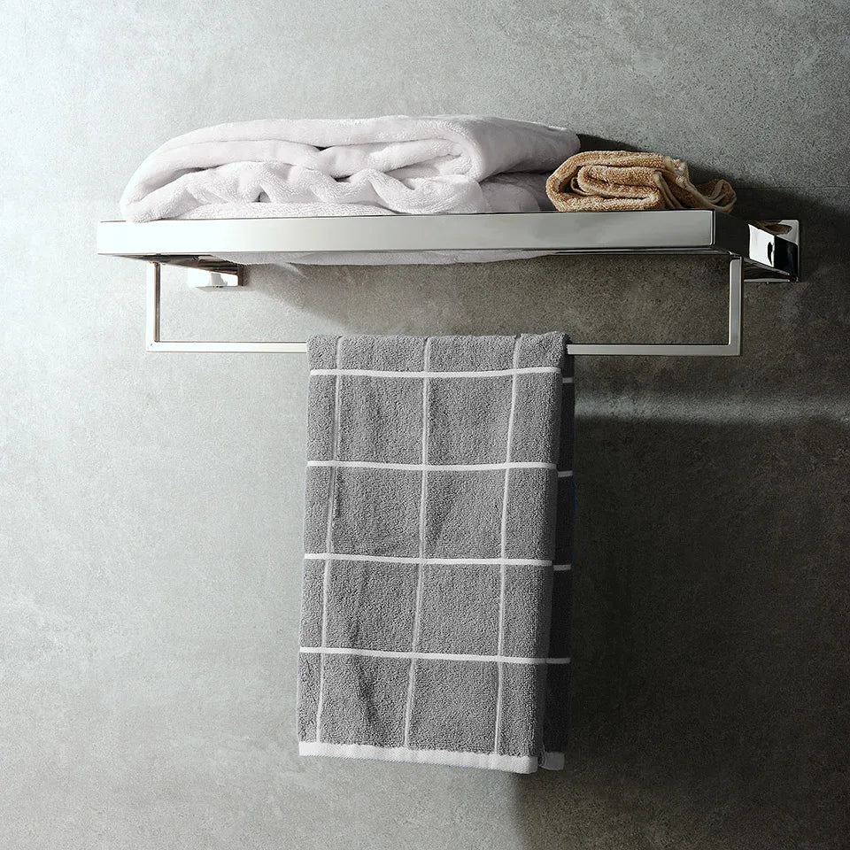 Stainless Steel Bathroom Hardware Mirror Chrome Polished Towel Rack Toilet Paper Holder Towel Bar Hook Bathroom Accessories