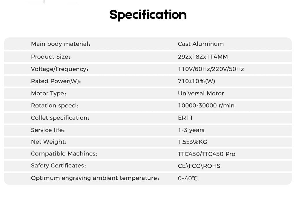 TWOTREES 800W Wood Trimmer Router Spindle For TTC450 Engraver Wood Router Compact Router Tool With Case TTC 450 Trimmer Kit