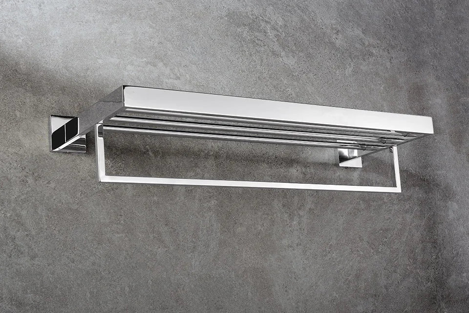Stainless Steel Bathroom Hardware Mirror Chrome Polished Towel Rack Toilet Paper Holder Towel Bar Hook Bathroom Accessories