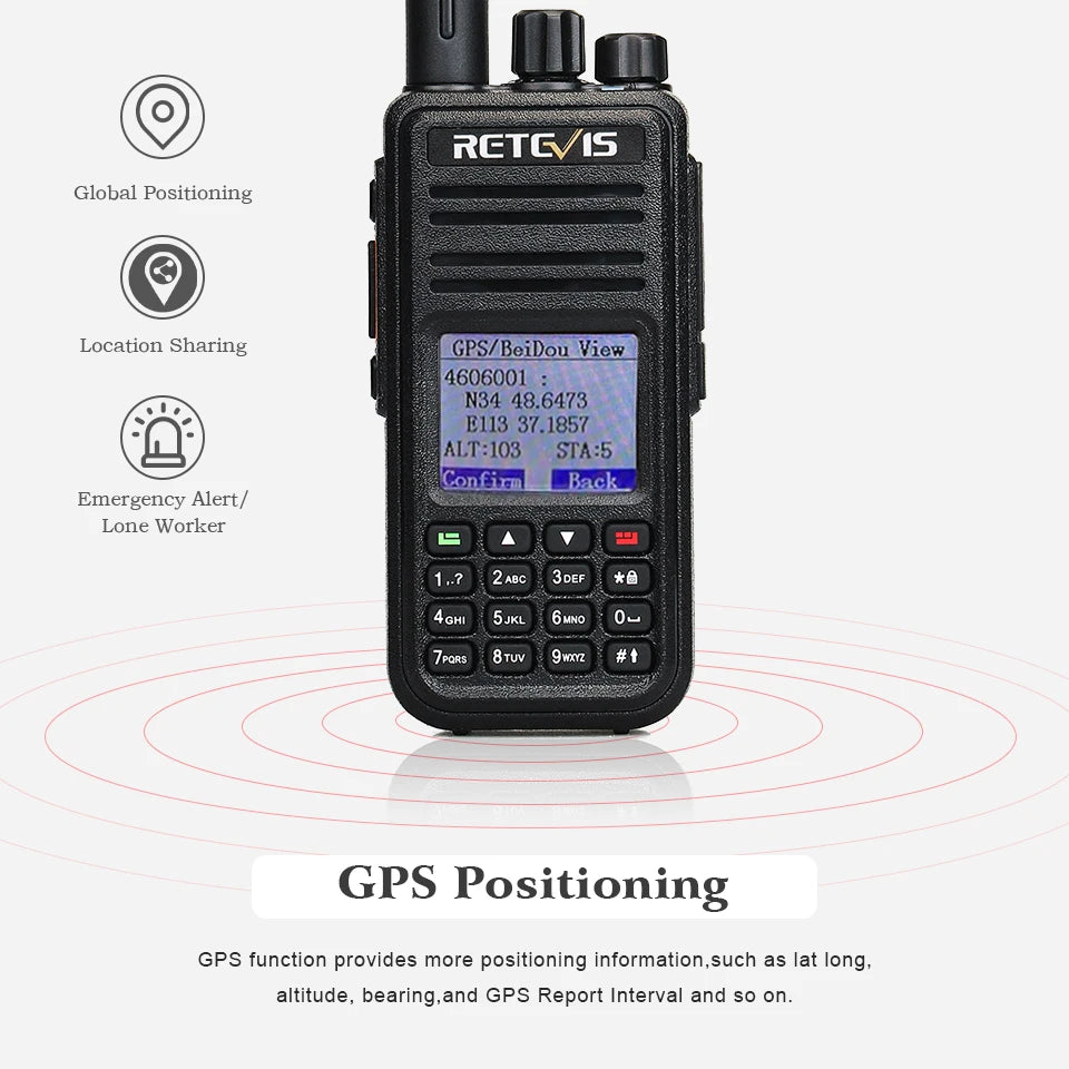 Retevis RT3S Walkie Talkie DMR Radio Long Range Walkie Talkies Camping Ham Radio UHF VHF GPS AES256 Encryption Digital Portable
