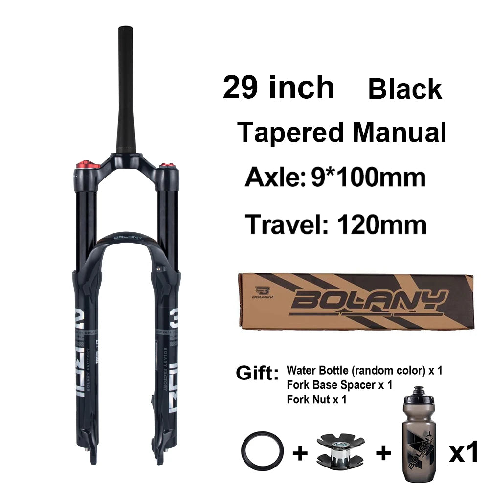 BOLANY Mountain Bike Air Supension 26/27.5/29Inch 120mm Air And Oil Remote Bicycle Fork 29 Quick Release MTB Bicycle Accessories