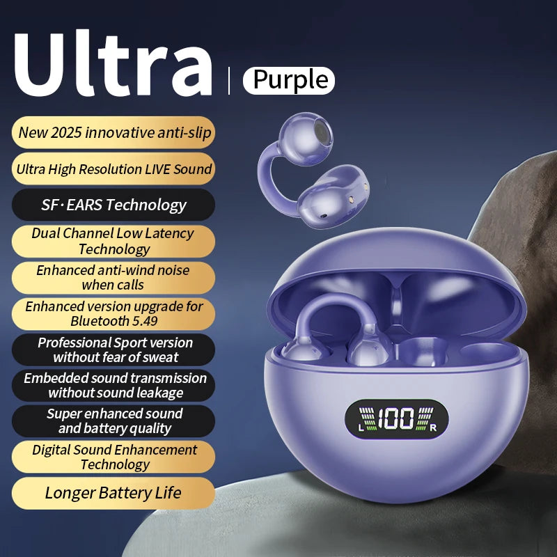 New Sport Earclip Wireless Headphone Bluetooth Earphone audífonos bluetooth inalámbrico Gaming LED Display for xiaomi huawei